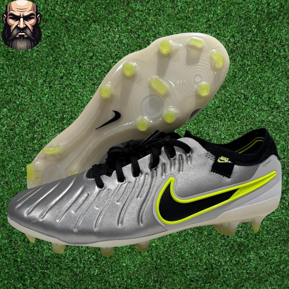 Nike Tiempo Legend 10 Elite FG Pro‎ Silver Cleats HF8980-001 Men's Size 7.5